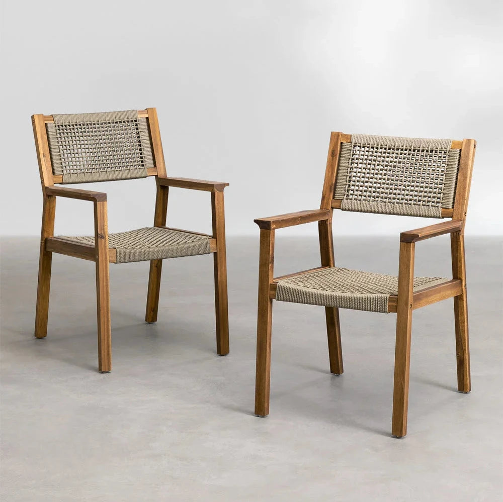 Felm Dinnng armrest rope braided sheesham wood chair