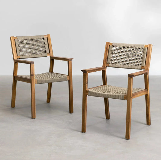 Felm Dinnng armrest rope braided sheesham wood chair