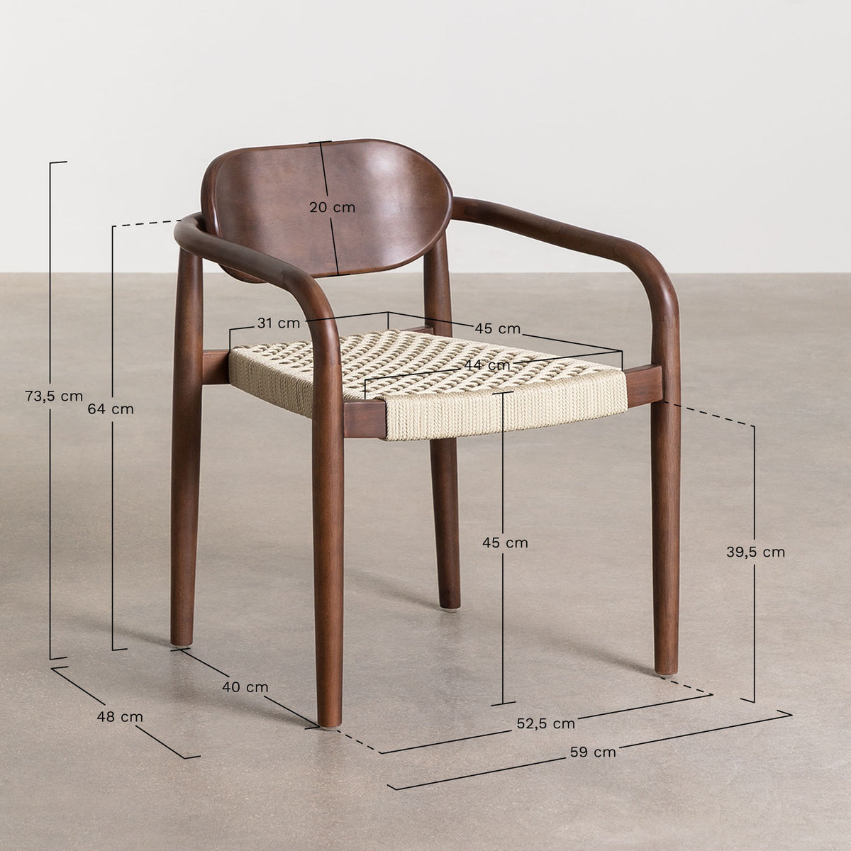 Dardo dinning rope braided acacia wood chair