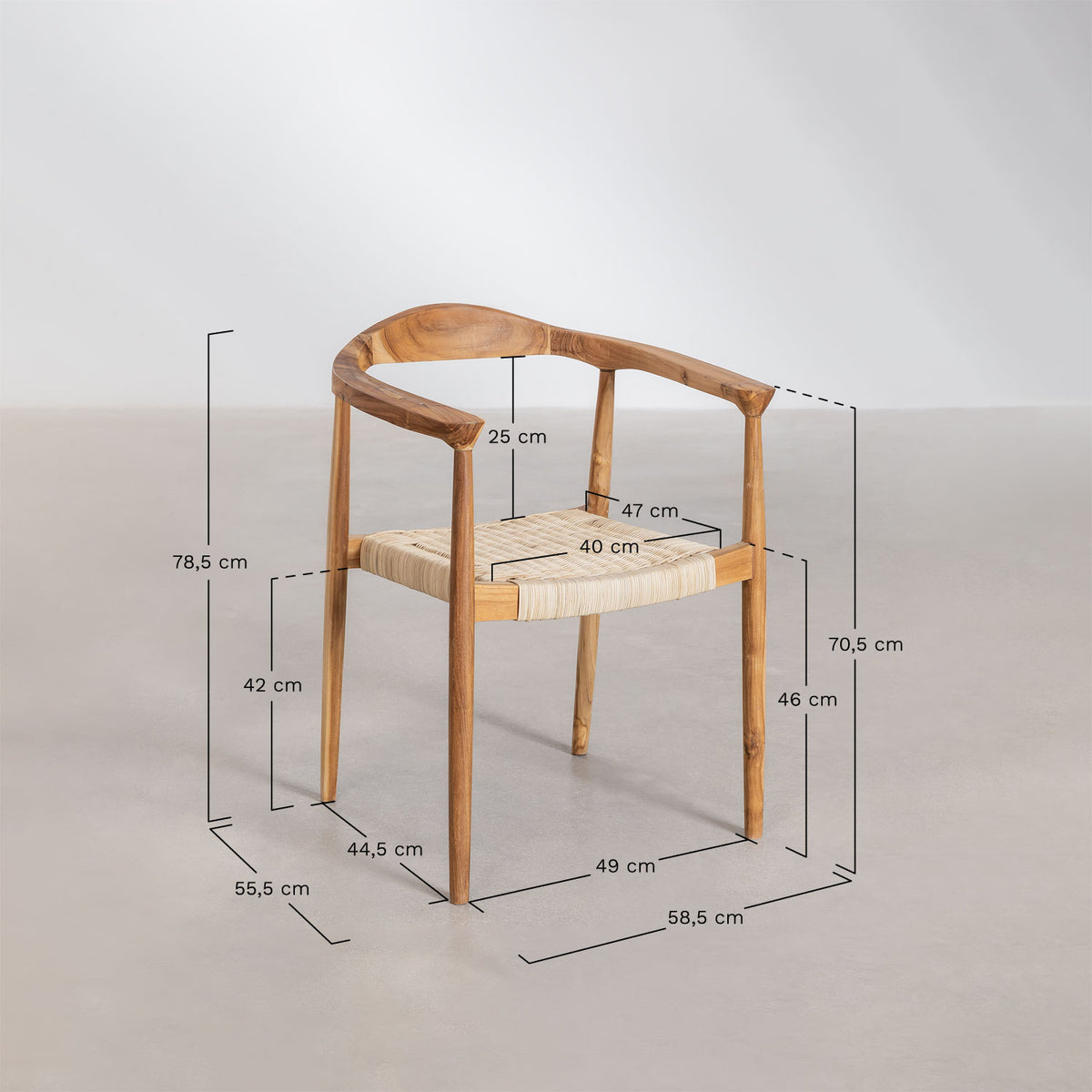 Pano  dinning rope braided sheesham wood chair