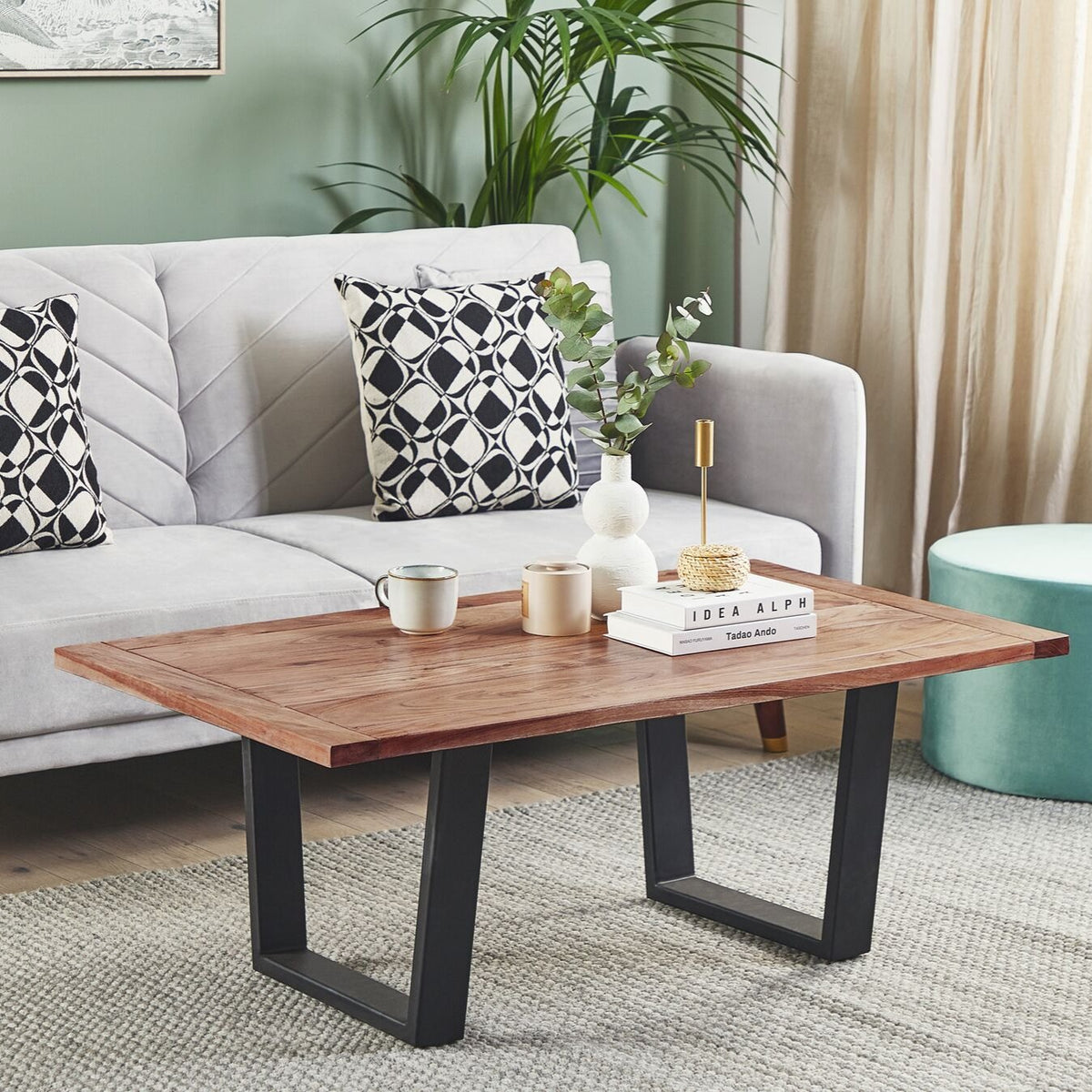 MEDORA Coffee Table Light Wood with Black