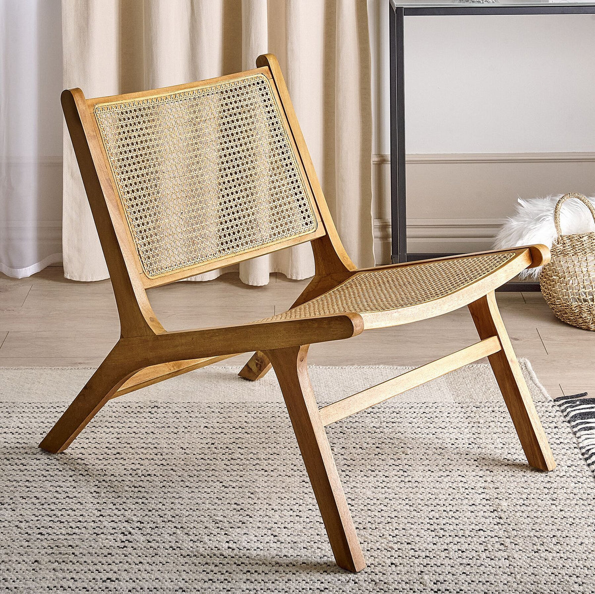VANIC Charming Cane and Acacia Wood Chair